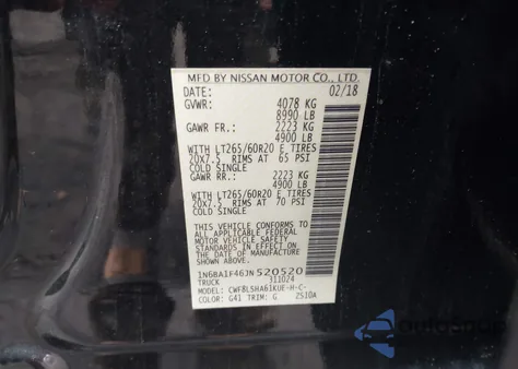 2018 Nissan Titan Xd Sv Diesel из США, поврежденный, VIN 1N6BA1F46JN520520